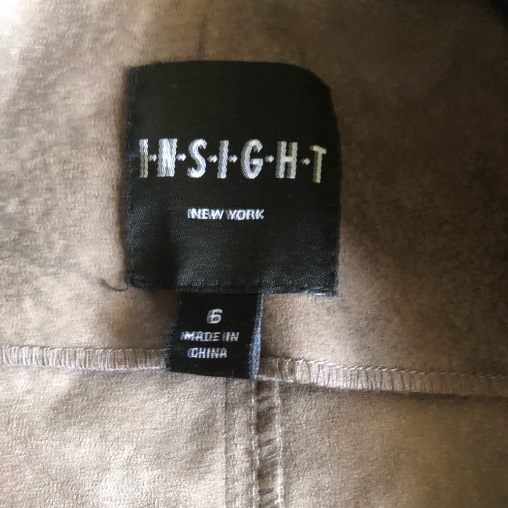 INSIGHT faux leather mixed textile Beige Biker moto Jacket - Picture 3 of 10